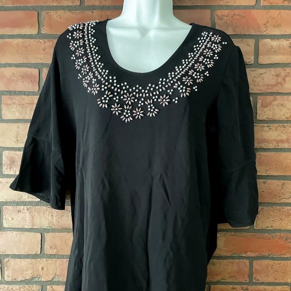 Susan Graver Style Size PL Black Blouse - Picture 1 of 9